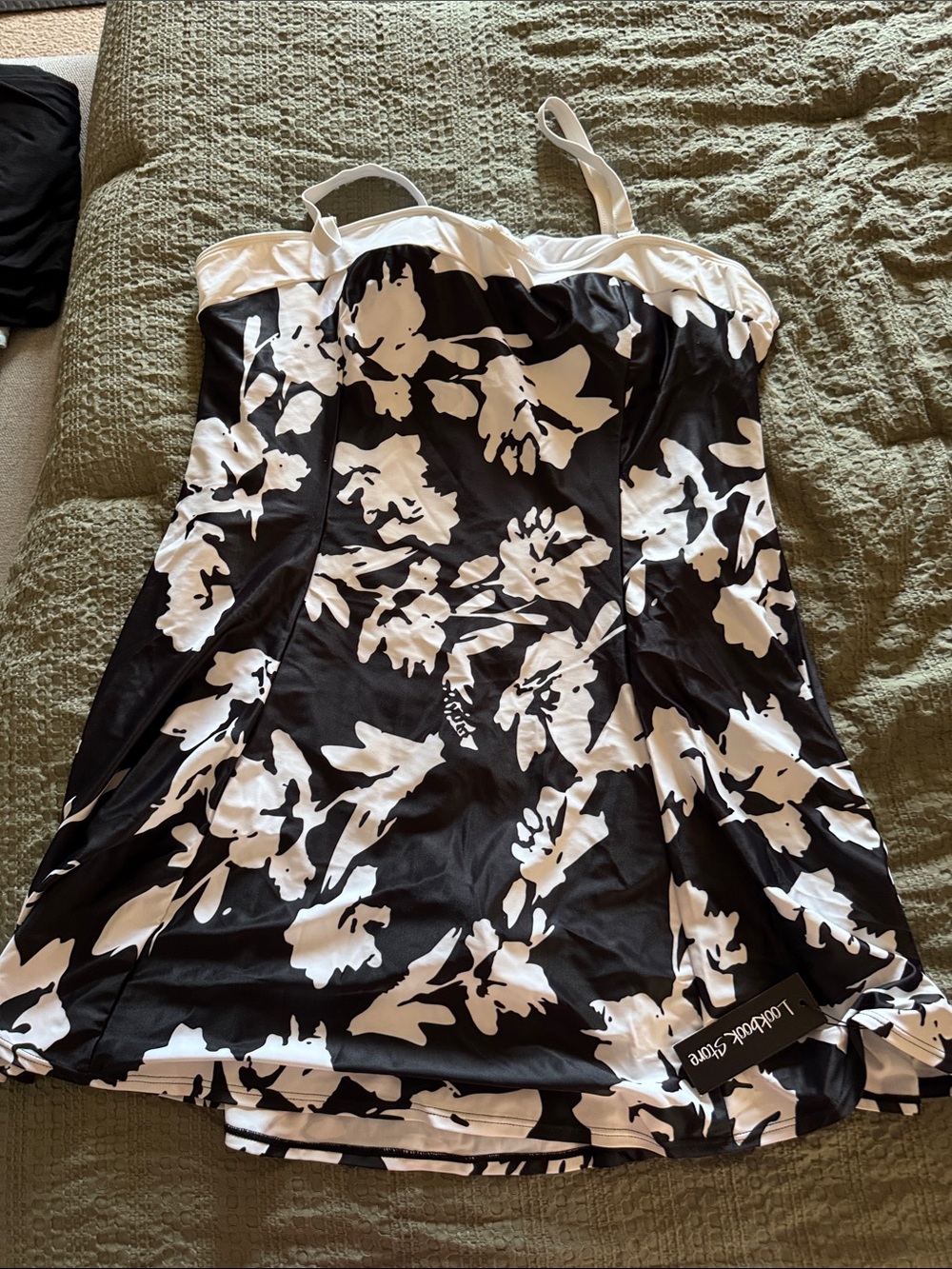 Black & White Floral One-Piece Swimdress